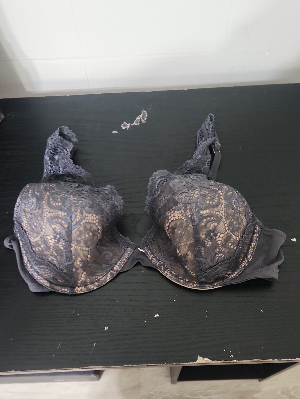 ThirdLove Lace Balconette Bra in Charcoal and Nude